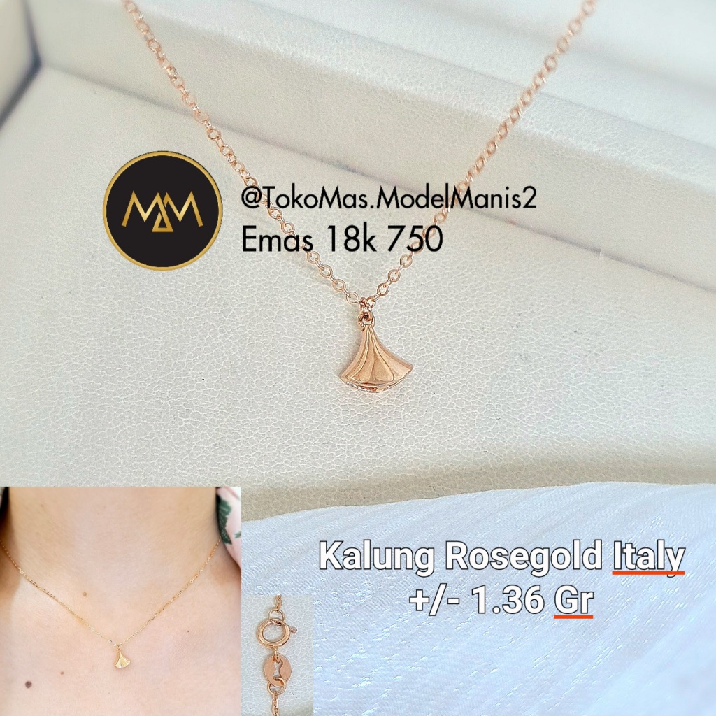 Kalung Divas Small Italy AU Rosegold 750 kadar 18k