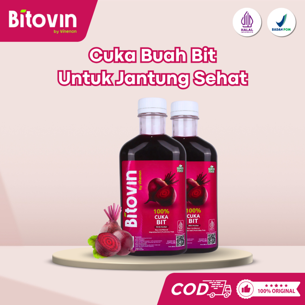 

Paket 2 Botol Bitovin - Cuka Buah Bit Murni 100% Alami - Solusi untuk Kesehatan Jantung dan Penambah Darah - Halal