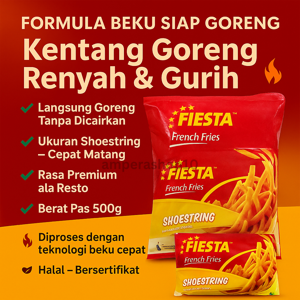 

KENTANG GORENG FROZEN FRENCH FRIES FIESTA SHOESTRING 500gr