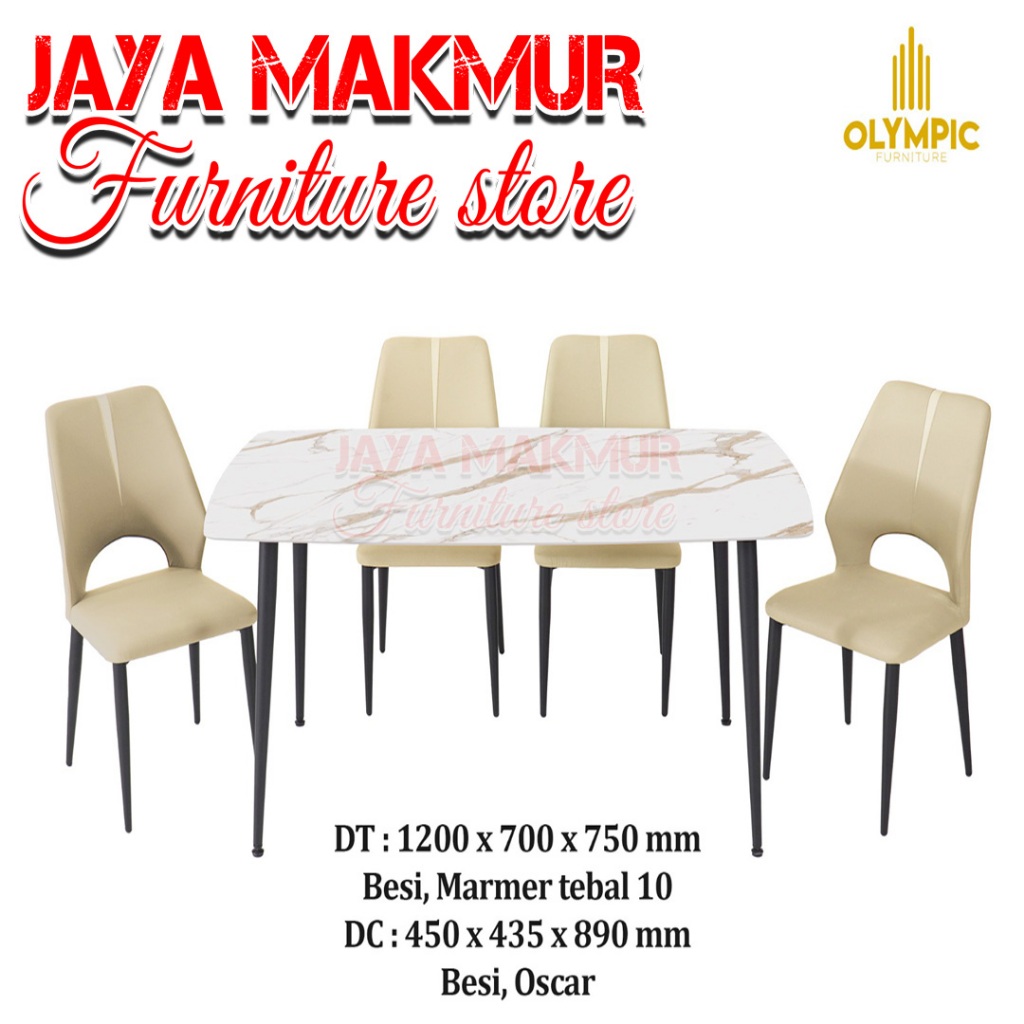 (JM) Meja Makan Marmer 4 Kursi/ 6 Kursi Olympic