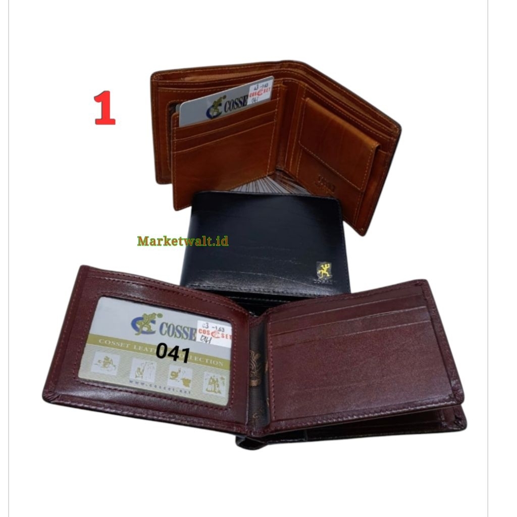 Dompet Pria Kulit Asli  "3-163/041/no.1"   Corak Urat Kayu merek cosset panjang 11cm Lebar 9cm Terdi