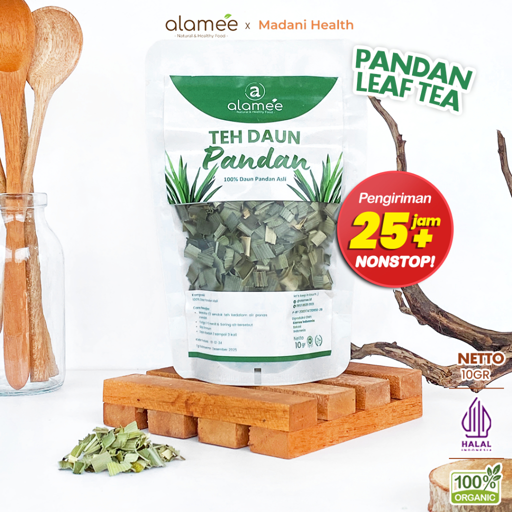 

ALAMEE Teh Daun Pandan Kering Leaf Tea Organik Alami Minuman Herbal Siap Minum Seduh 10gr