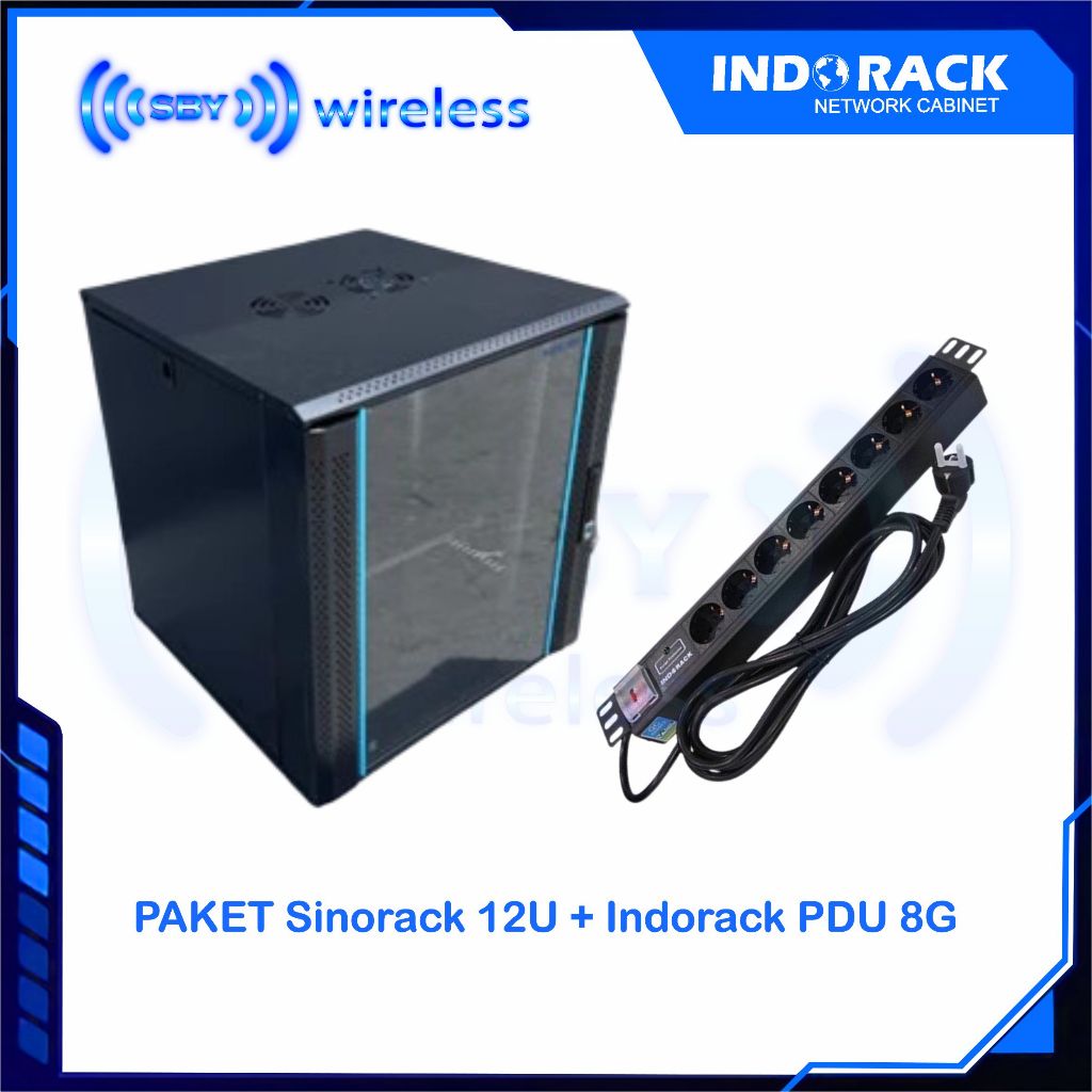 PAKET Sinorack 12U + Indorack PDU 8G