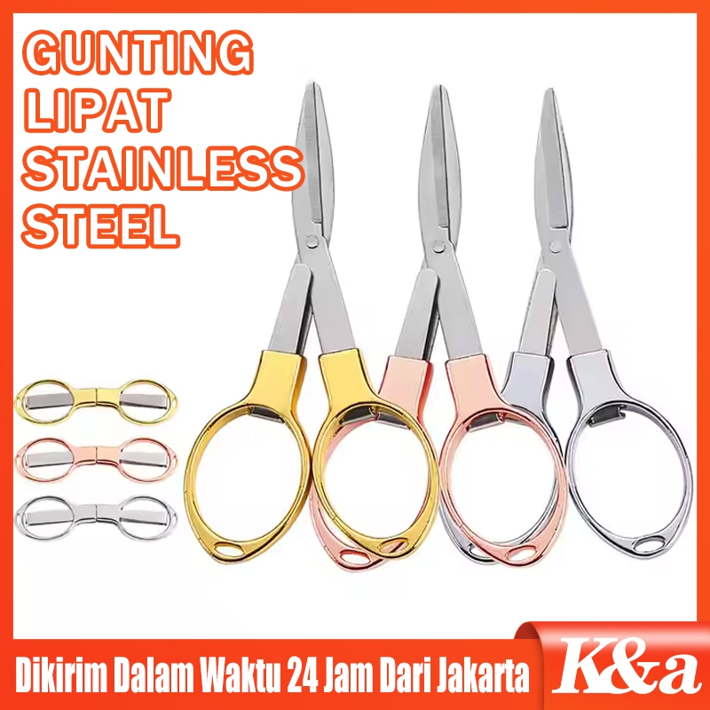 

Gunting Lipat Portable Bahan Stainless Steel / Gunting Lipat Mini Gunting Travel Scissors Serbaguna Model Kacamata Stockami