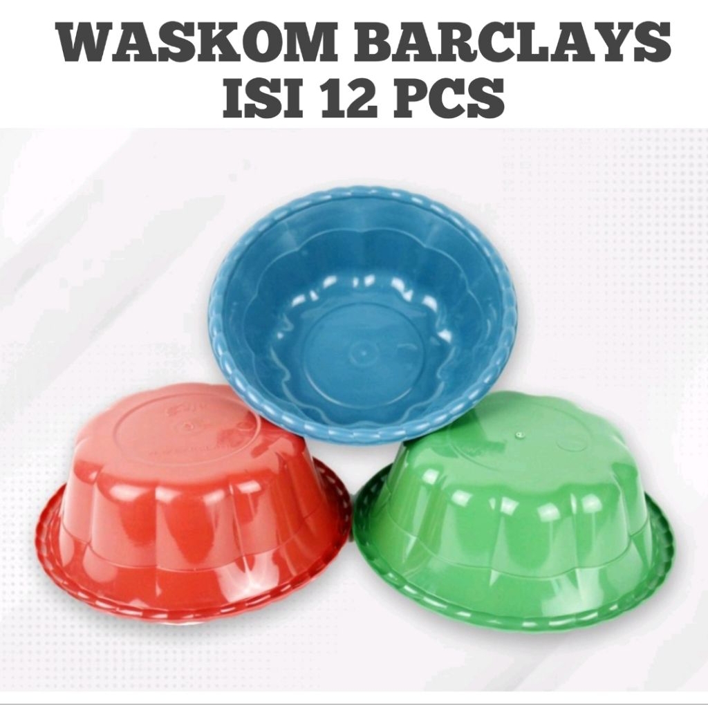 (12pcs) Waskom Barclays Plastik Hajatan Termurah Tebal Anti Pecah | Besek Hajatan Murah | Waskom Haj