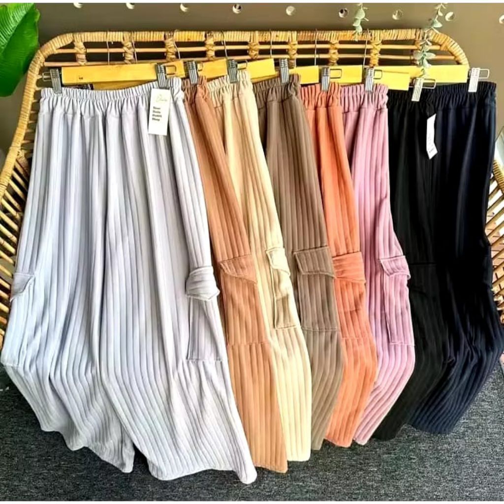 Celana Cargo panta krinkel/celana wanita cargo korea