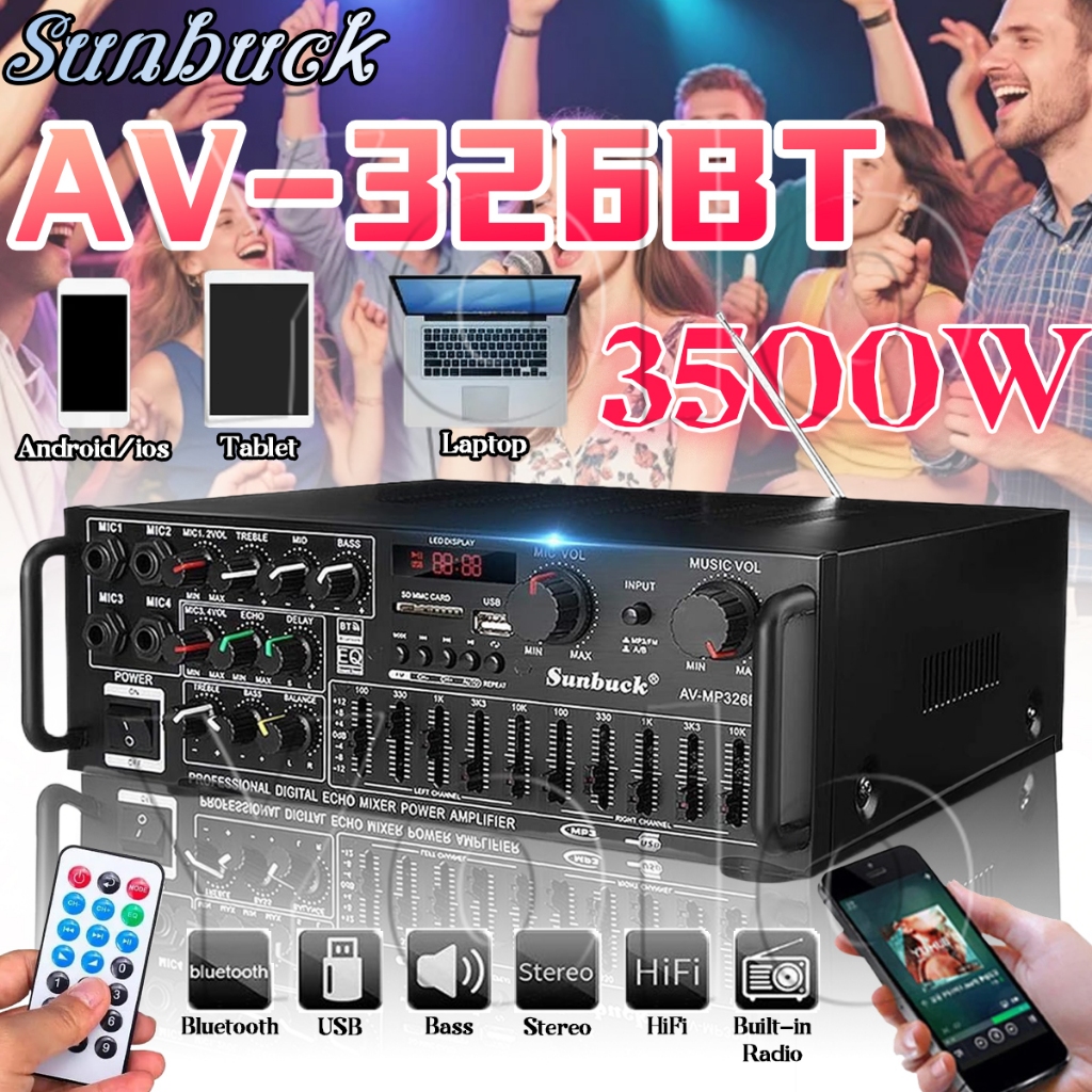 Power Amplifier Bluetooth Super Bass 3500 Watt Rakitan Power Usb Bluetooth Soundbox Ampli Dat 326bt 