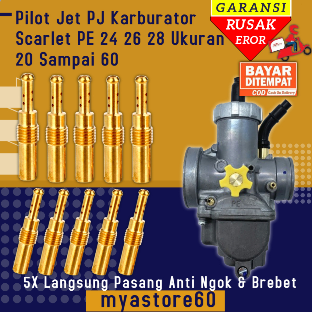 Pilot Jet PJ Karburator SCARLET PE 24 26 28 PJ Karbu Ukuran 20 Sampai 60
