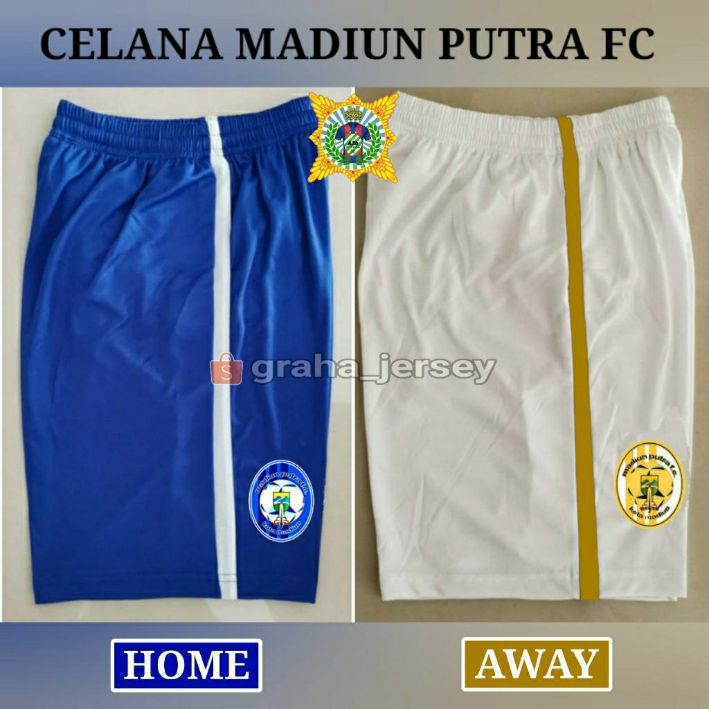 Celana Bola MADIUN PUTRA FC 2022 - 2023 Home Away BIRU PUTIH Terbaru Lokal