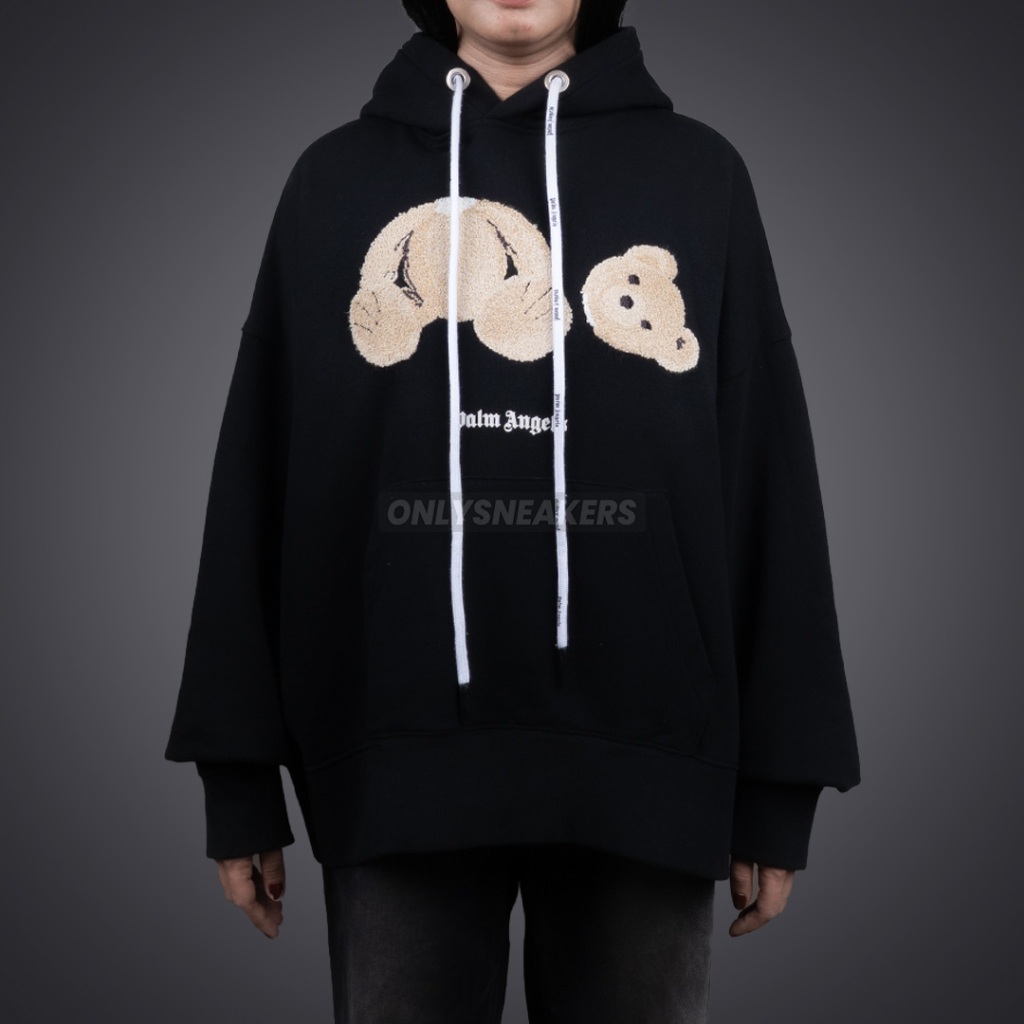 PALM ANGELS BEAR 1060 BLACK HOODIE