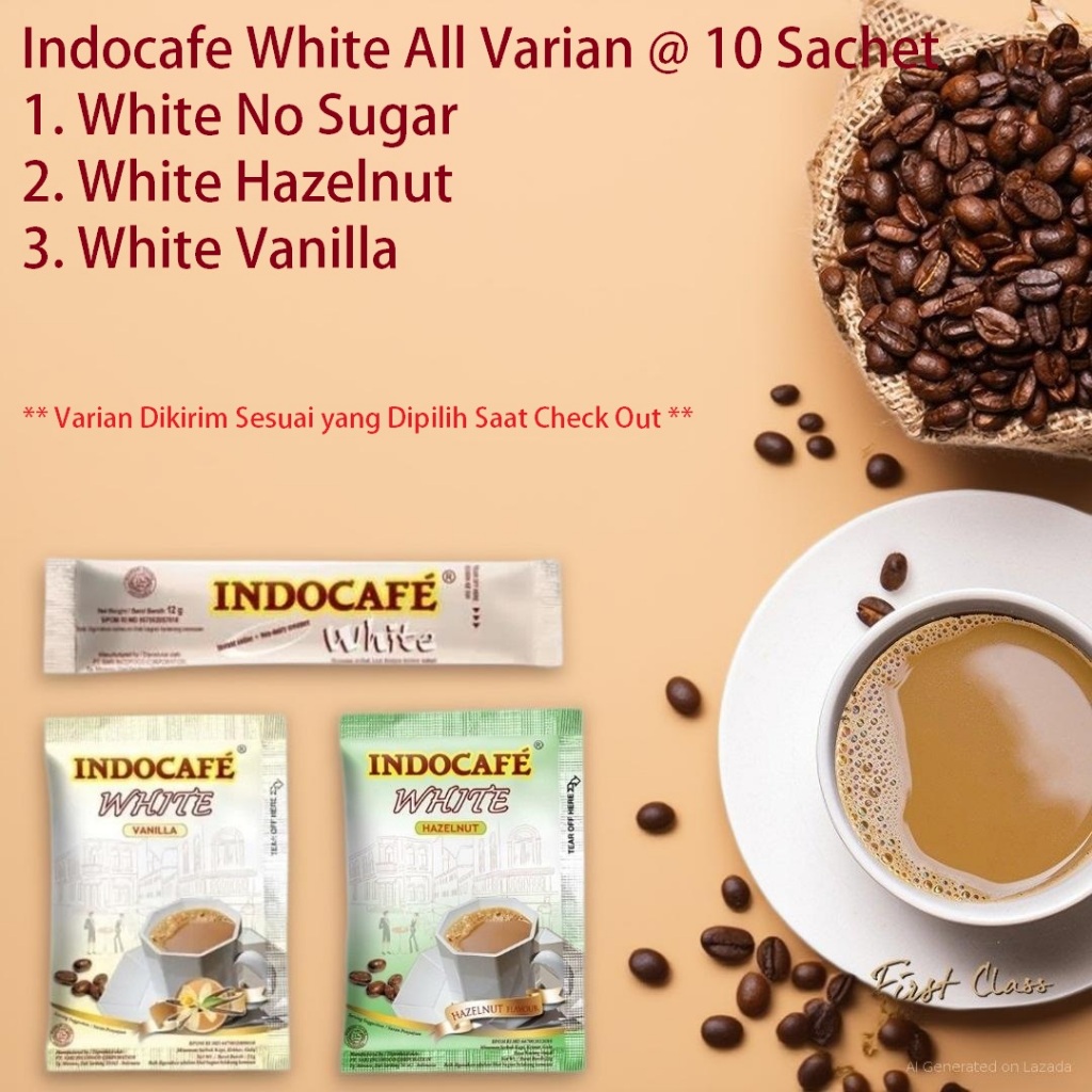 

Indocafe White Coffee all Varian 10 SACHET White hazelnut white vanilla white non sugar