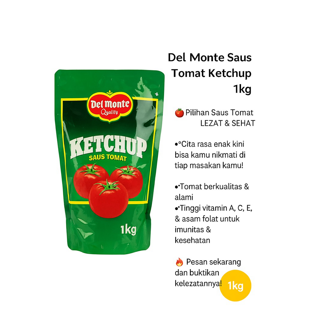 

Del Monte Ketchup Saus Tomat 1kg – Lezat, Sehat, & Kaya Nutrisi!