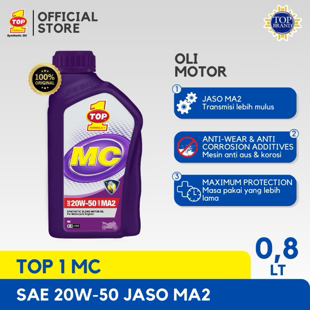OLI TOP 1 MC | 0,8 Liter (Untuk Motor Gigi/Bebek)