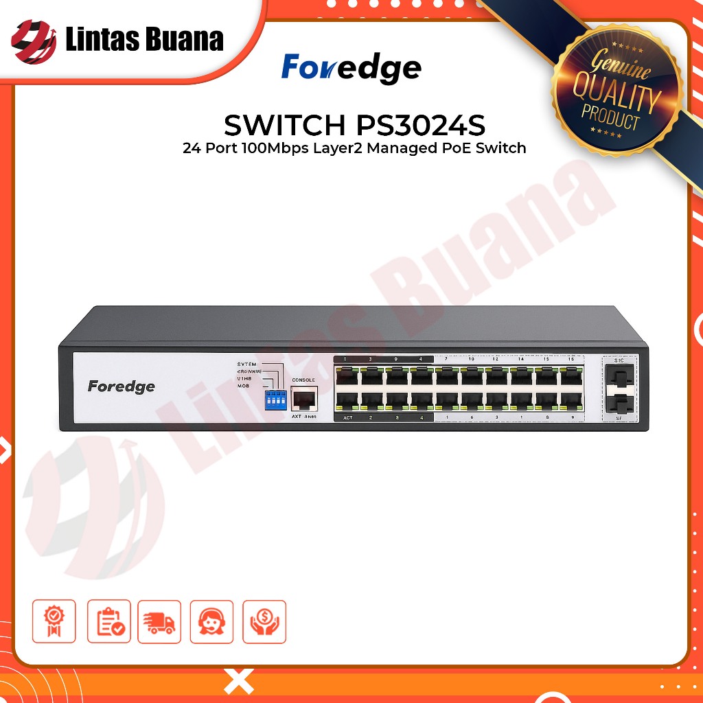 FOREDGE Switch PS3024GS 24 PORT POE 2 SFP PORT GIGABIT LAYER 2 MANAGED POE SWITCH 250W