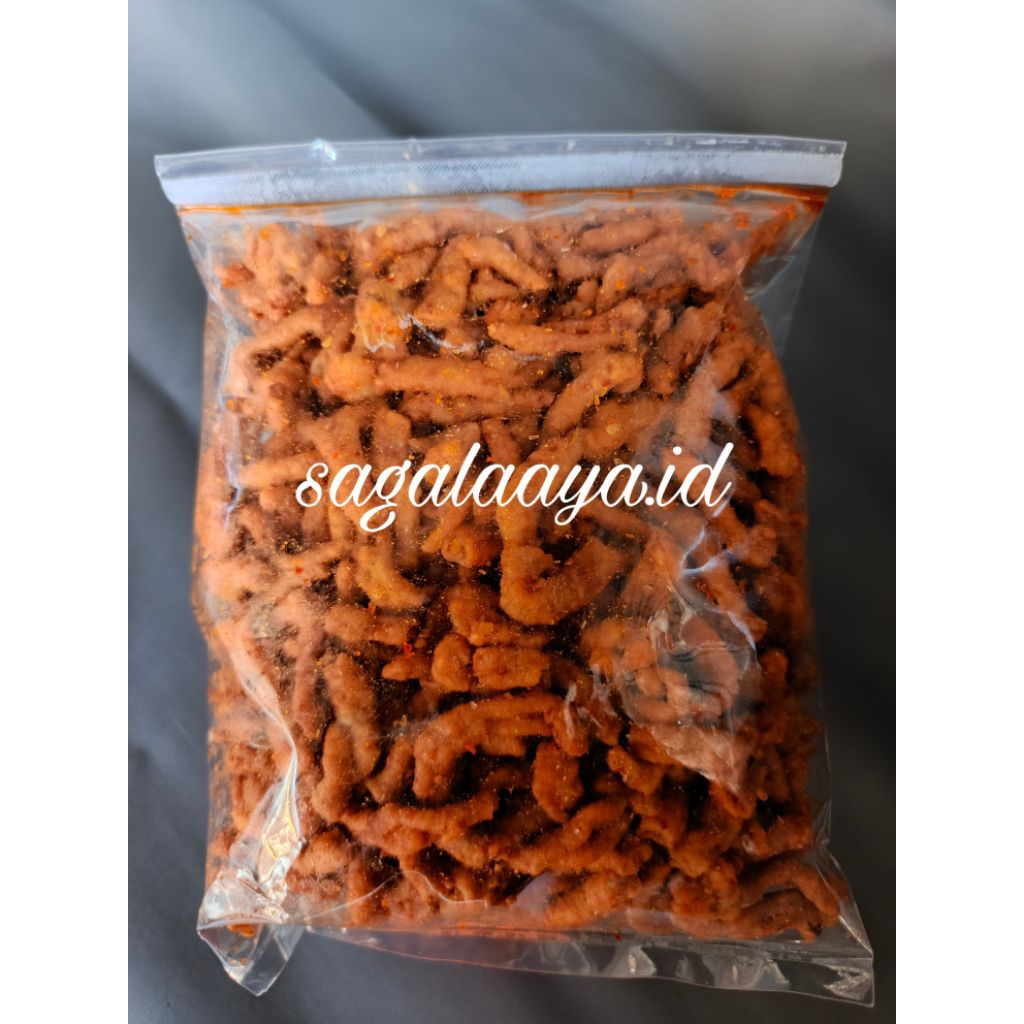 

kripik usus kering crispy ektra pedas daun isi 500 gram