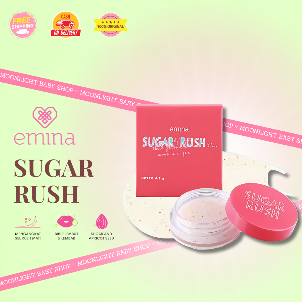 EMINA Sugar Rush Lip Scrub 4.2g | Scrub Bibir Exfoliasi Emina Gula