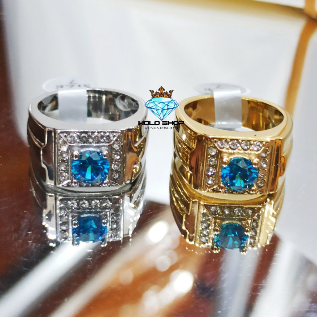 Cincin Pria Permata Cutting Kecil Anti Karat