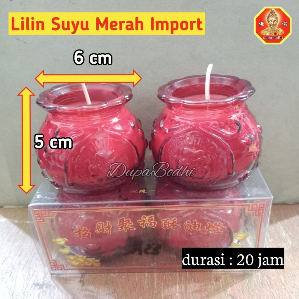 lilin suyu import merah durasi 20 jam / lilin merah sembahyang / lilin sembahyang / lilin murah / li