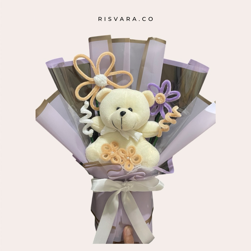 READY BUKET BONEKA BOUQUET KAWAT BULU KECIL PIPE CLEANER BUKET BONEKA WISUDA KENAIKAN KELAS ULANG TA