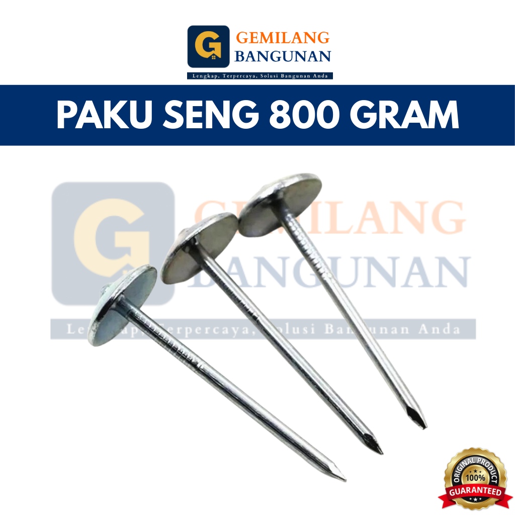 Paku Seng 800 gram 1-3/4" 2" 3" / Paku Cor / Paku Beton Putih / Paku Seng Lurus - Ulir / Paku Beton 