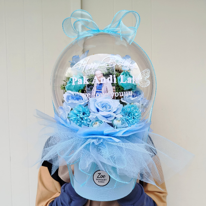 Bloombox Akrilik anti kempes / box balon / balon hias / balon akrilik / BALON BOX / Buket balon / Fl
