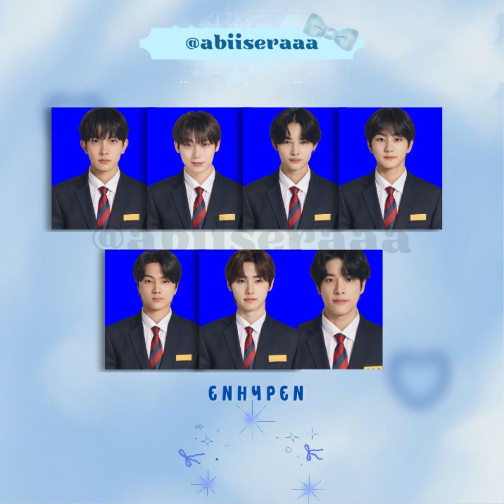 [4 foto] Pas Foto ENHYPEN Latar merah/ Pas foto ENHYPEN latar biru/ Pas foto murah/ Pas foto 3x4 cm