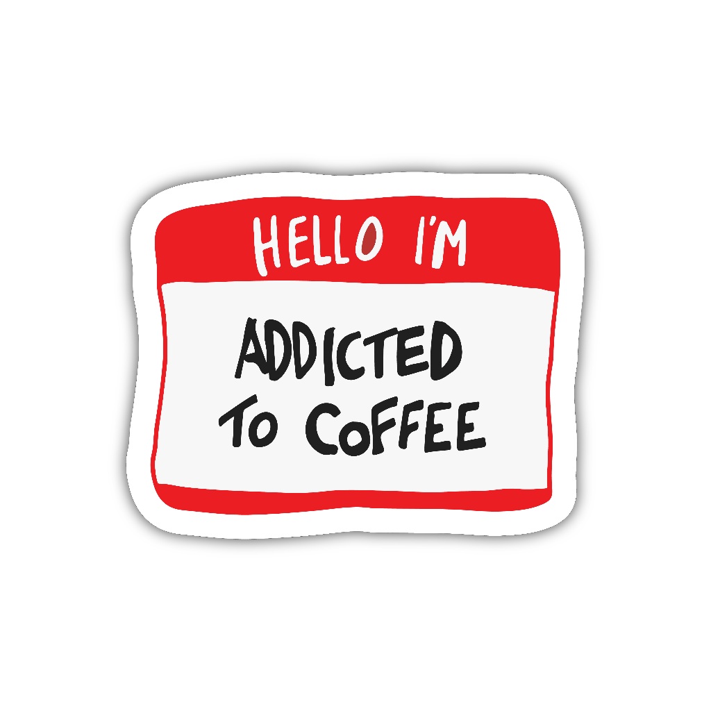 

ZV127 sticker addicted to cofee karakter kartun anime aesthetic, stiker vinyl satuan