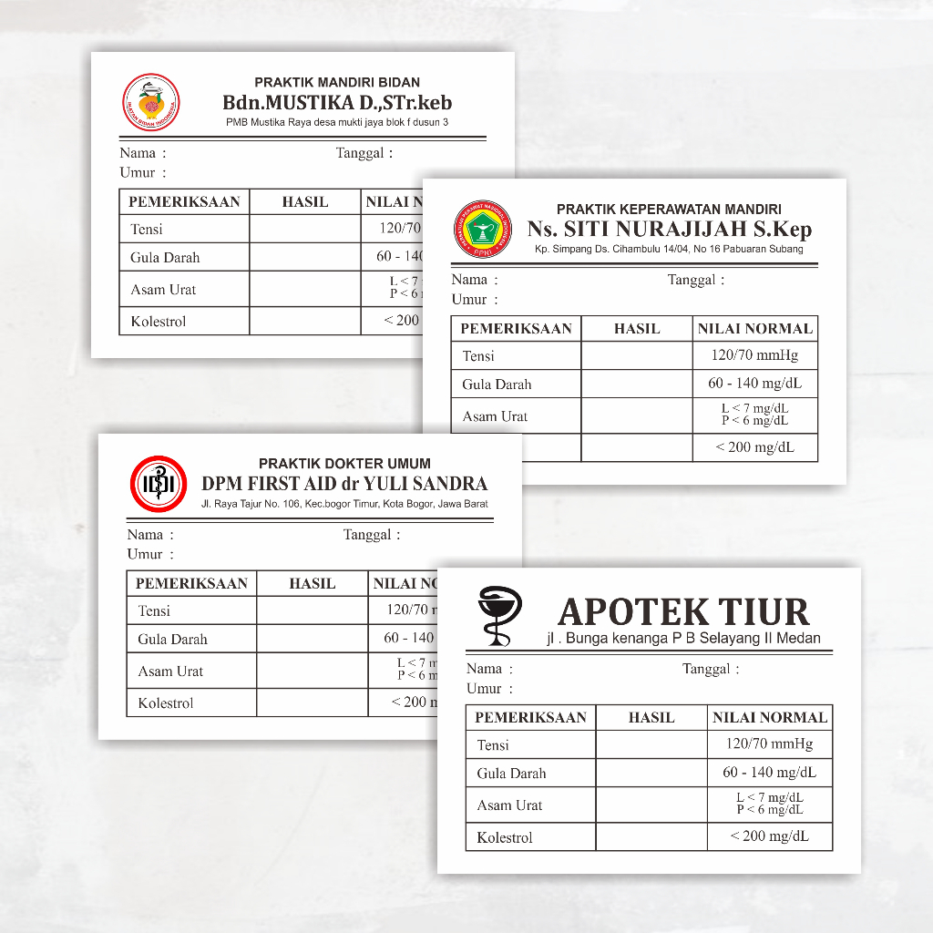 

kartu perksa custom, kartu tensi, kaetu kolesterol