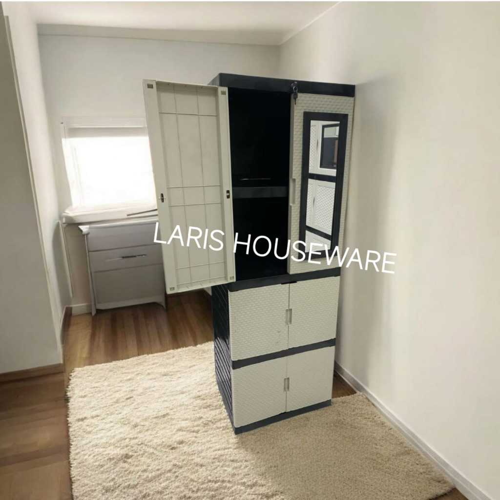 Lemari Plastik Lemari Pakaian Plastik susun 4 kaca