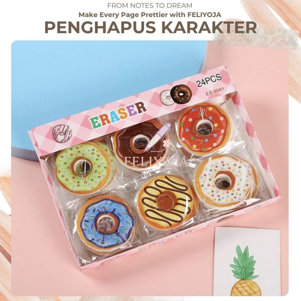 

FELIYOJA | Penghapus Bulat/Eraser Pensil Karakter Setip Stip Donat Lucu