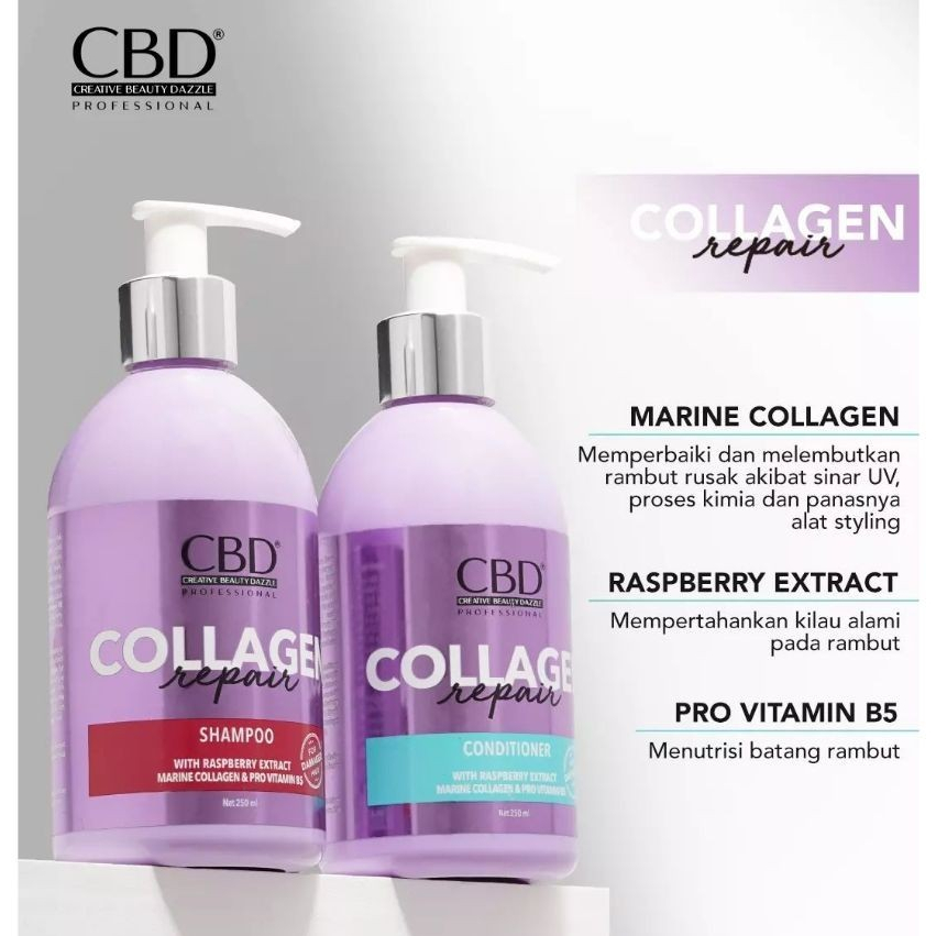 CBD Collagen Repair Shampoo / Conditioner 250 ml - Treatment Rambut Rusak