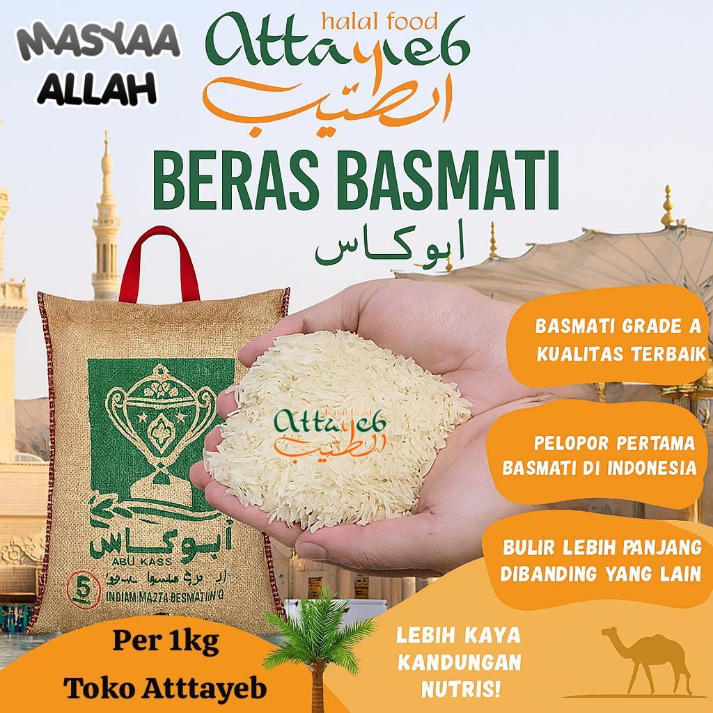 

Beras Basmati Abu kass 1 kg Basmati Abukas Terbaik di India Ori BERSEGEL