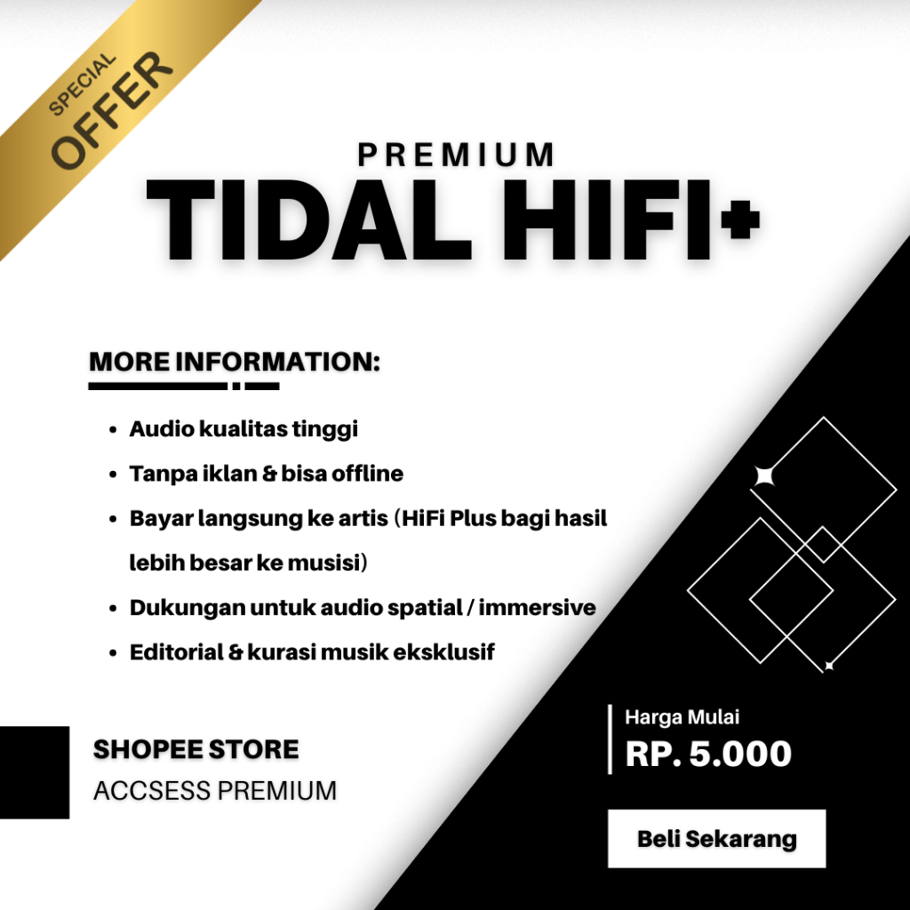 TIDAL HIFI+ PREMIUM 1 BULAN BERGARANSI