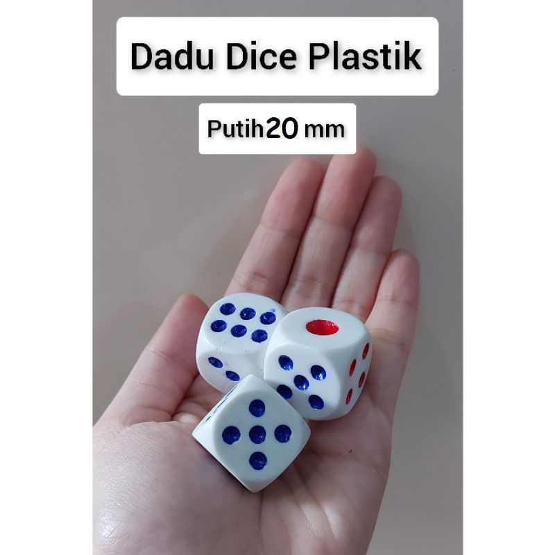 HARGA GROSIR 5pc Mainan Dadu Anak Putih Sudut Bulat Ukuran 20mm - Dadu Mini
