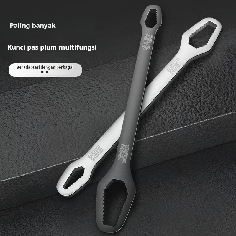 2pcs (Dalam stok, dikirim dari Jakarta)Universal Plum Blossom Wrench Berkepala Dua Self-Tightening A