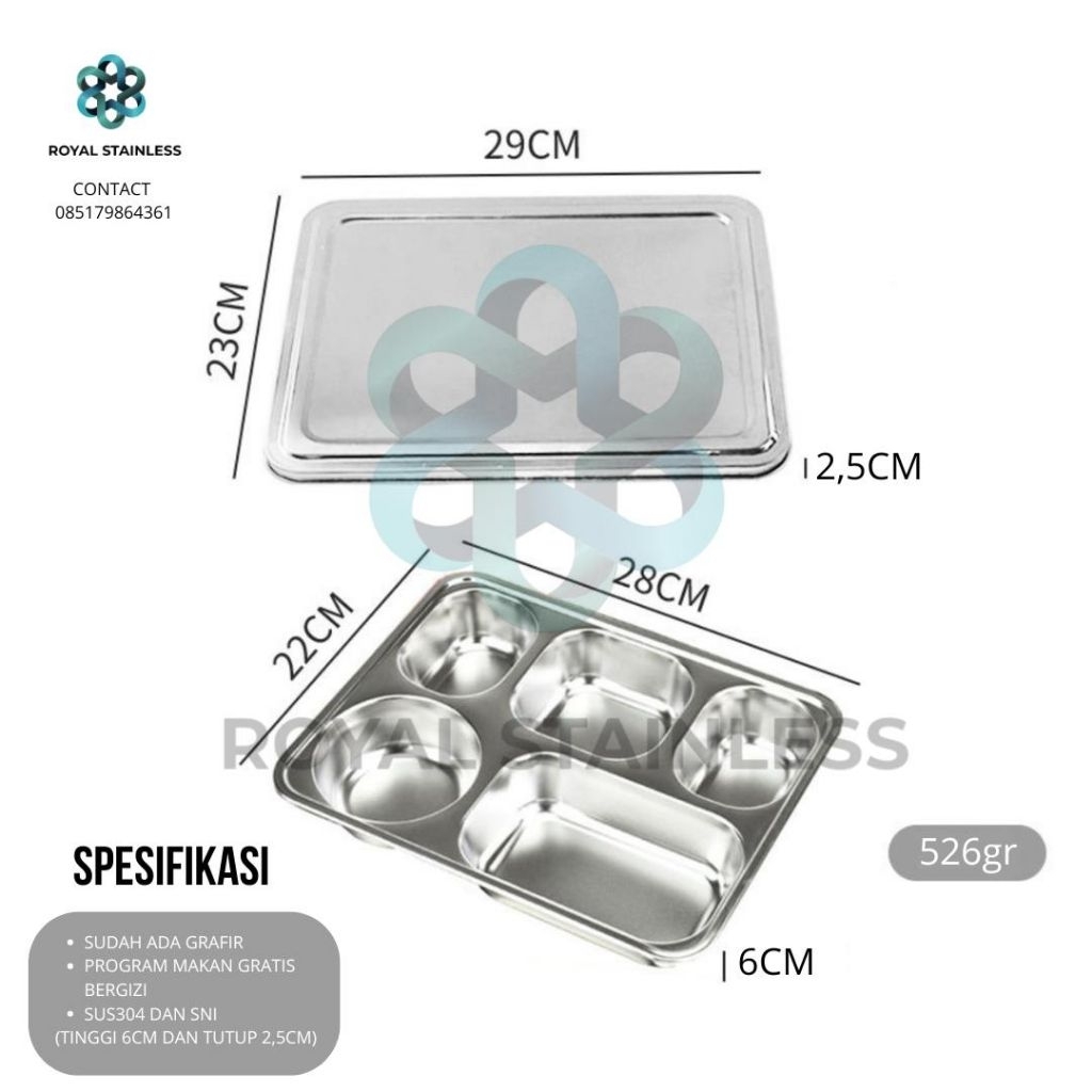 PIRING NAMPAN STAINLESS STEEL FOOD TRAY PIRING MAKAN KANTIN FOOD GRADE