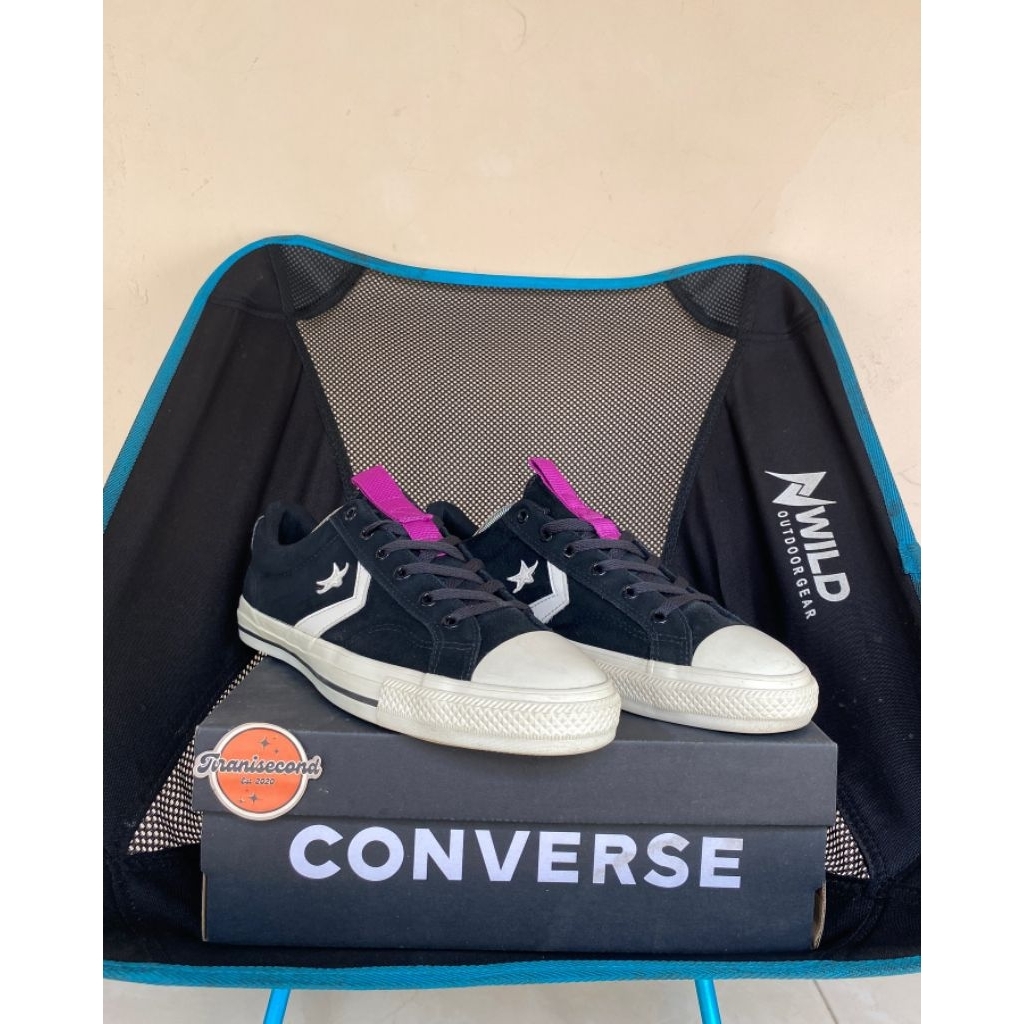 CONVERSE STAR PLAYER OX BLACK WHITE PURPLE SUEDE