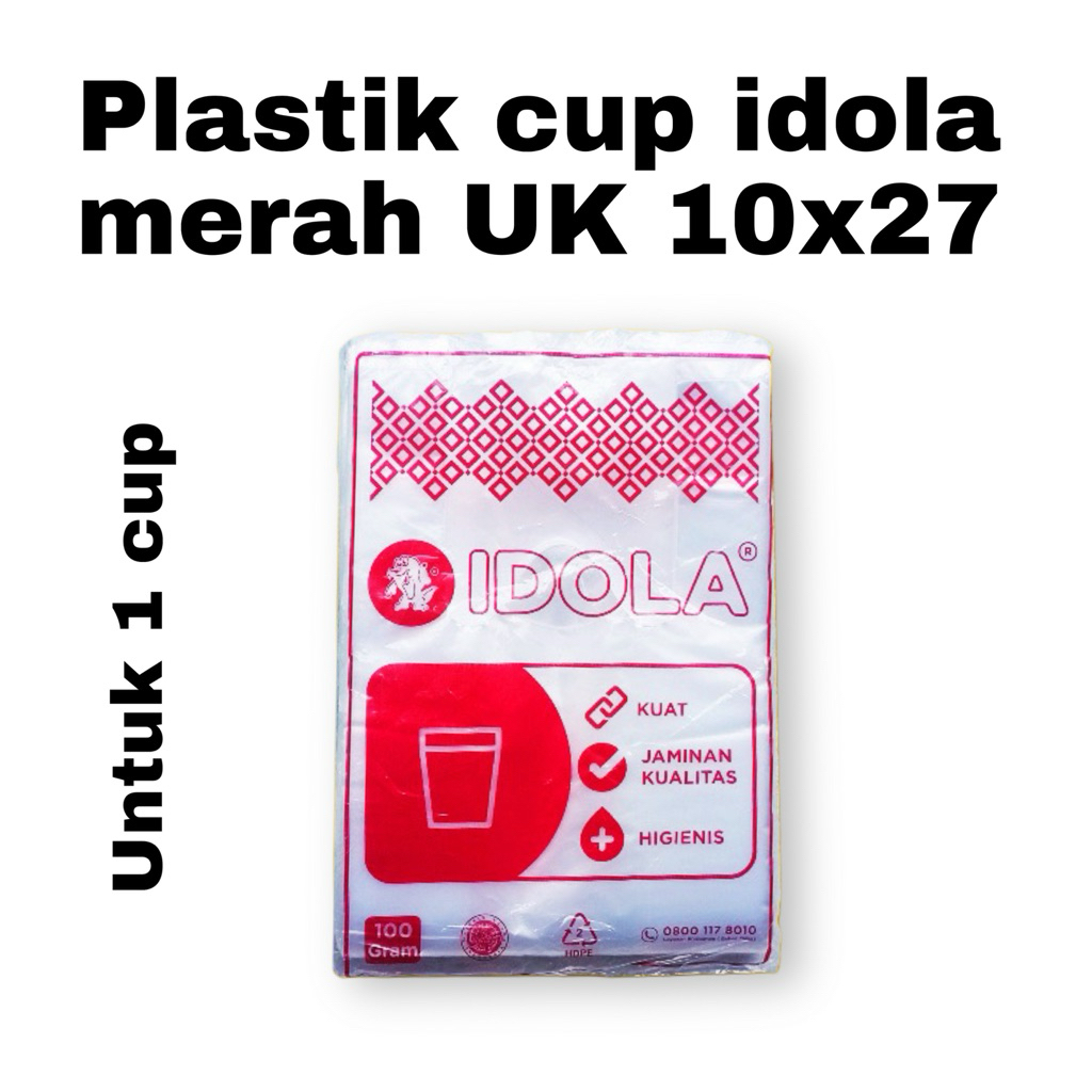 plastik cup es teh jumbo untuk 1 cup ukuran 10x27 idola merah