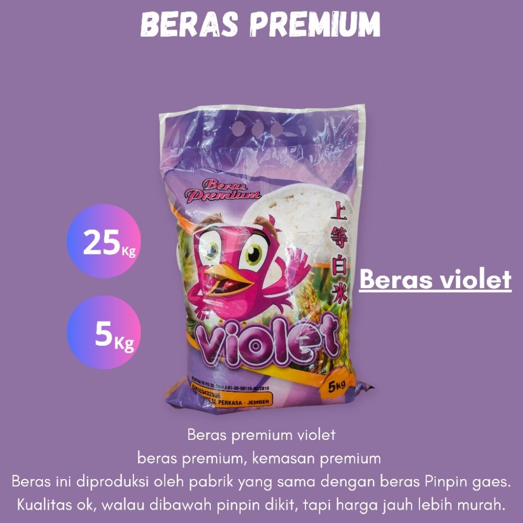 

Beras Violet 5kg, | Beras pulen|Satu pabrik dengan Pinpin