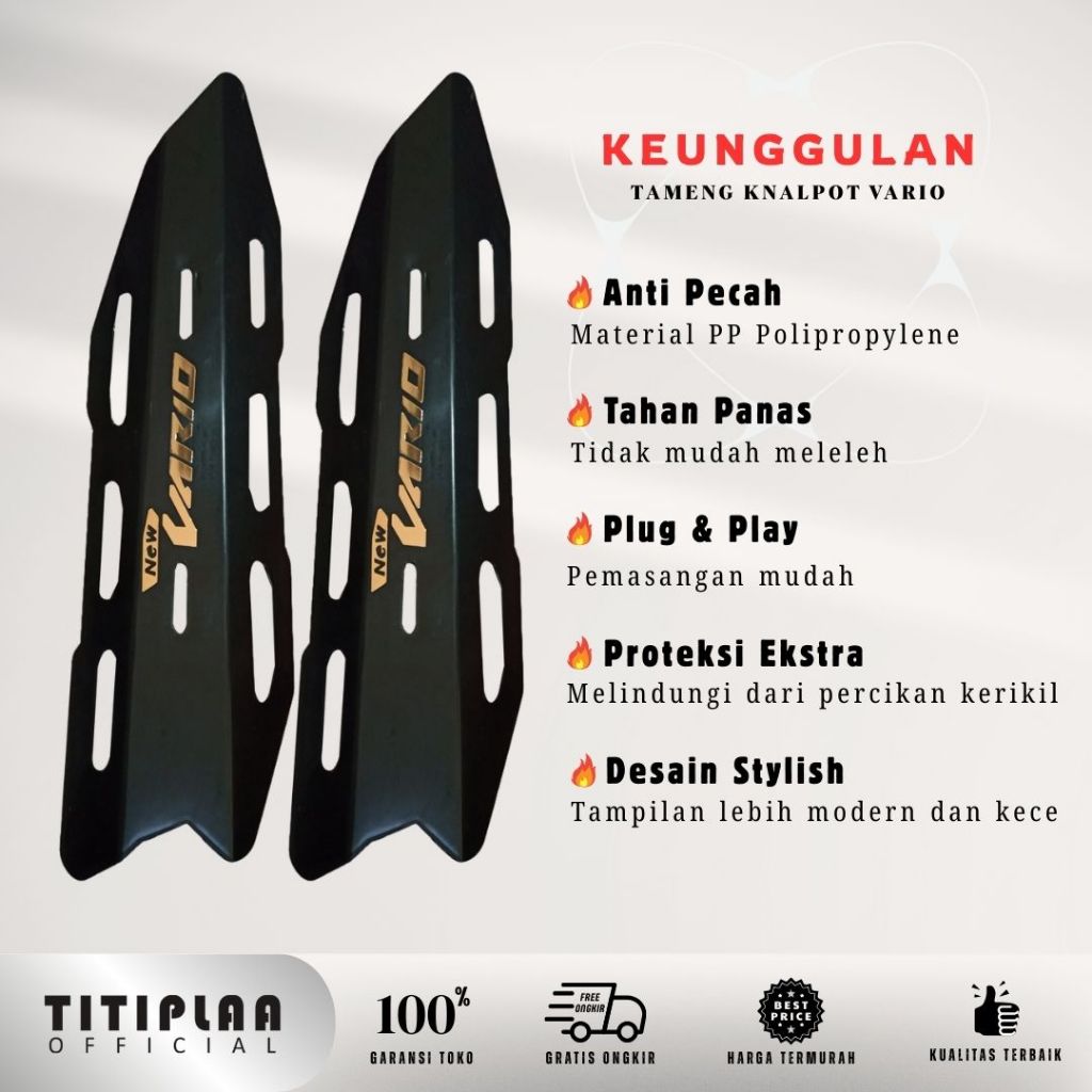 Cover Knalpot Vario New Gold Tutup Knalpot Vario Tanpa Baut | Vario 110 | Vario 125 | Vario 150