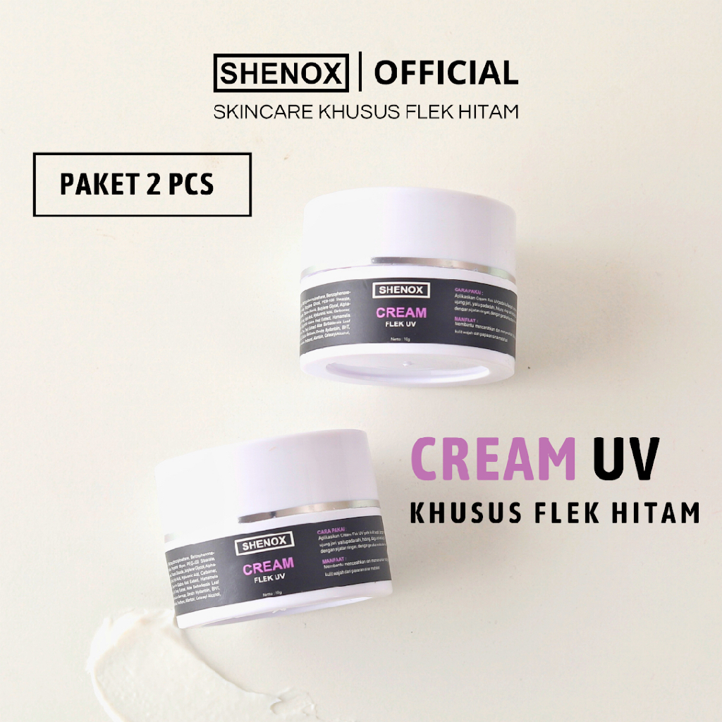Shenox  2 Pcs Cream Flek UV Resmi BPOM | Krim Penghilang Flek Hitam Membandel / Shenox