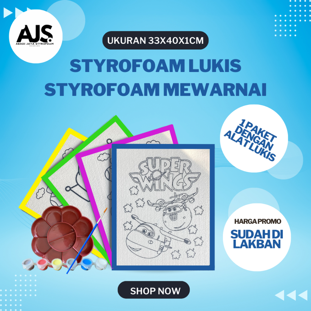 

Styrofoam lukis | styrofoam mewarnai | 1 paket dengan alat cat