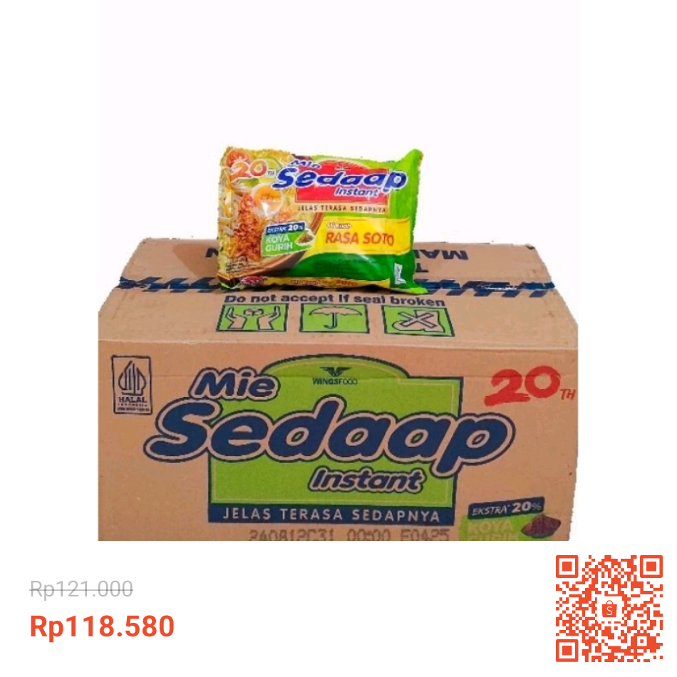 

Mie Sedaap Soto Mie kuah instan rasa SOTO PERTAMA dengan serbuk KOYA GURIH yang berpadu dengan AROMA JERUK LIMAU yang segar. ASLI SOTO-nya