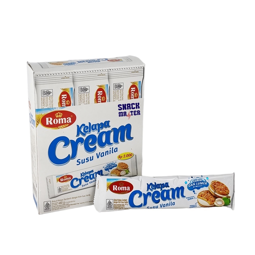 

ROMA KELAPA CREAM SUSU VANILA BOX ISI 12 SASET @ 42GRAM