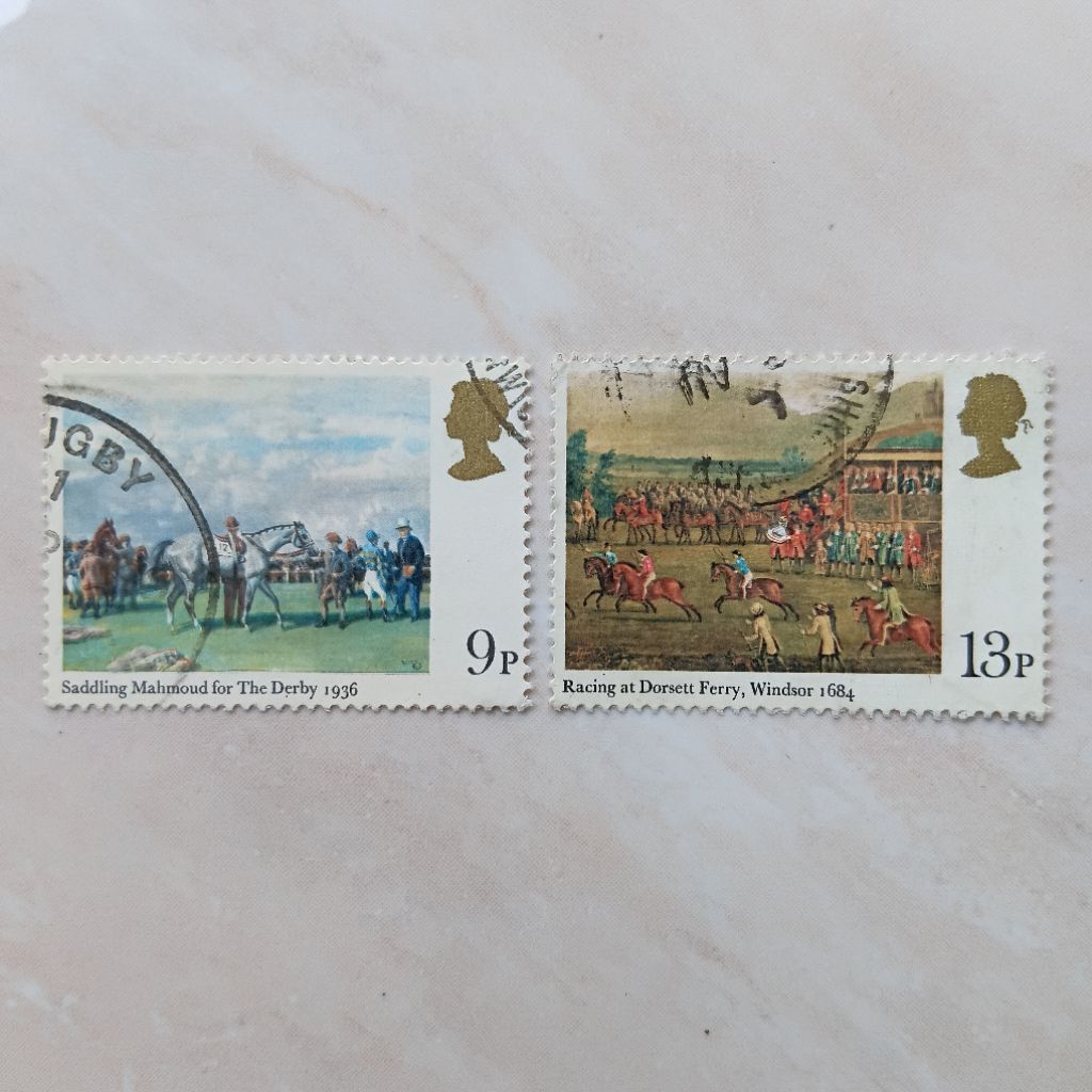 

Perangko Prangko Jadul Inggris UK Seri Horseracing Paintings 2 Pcs 1979 - YN2593