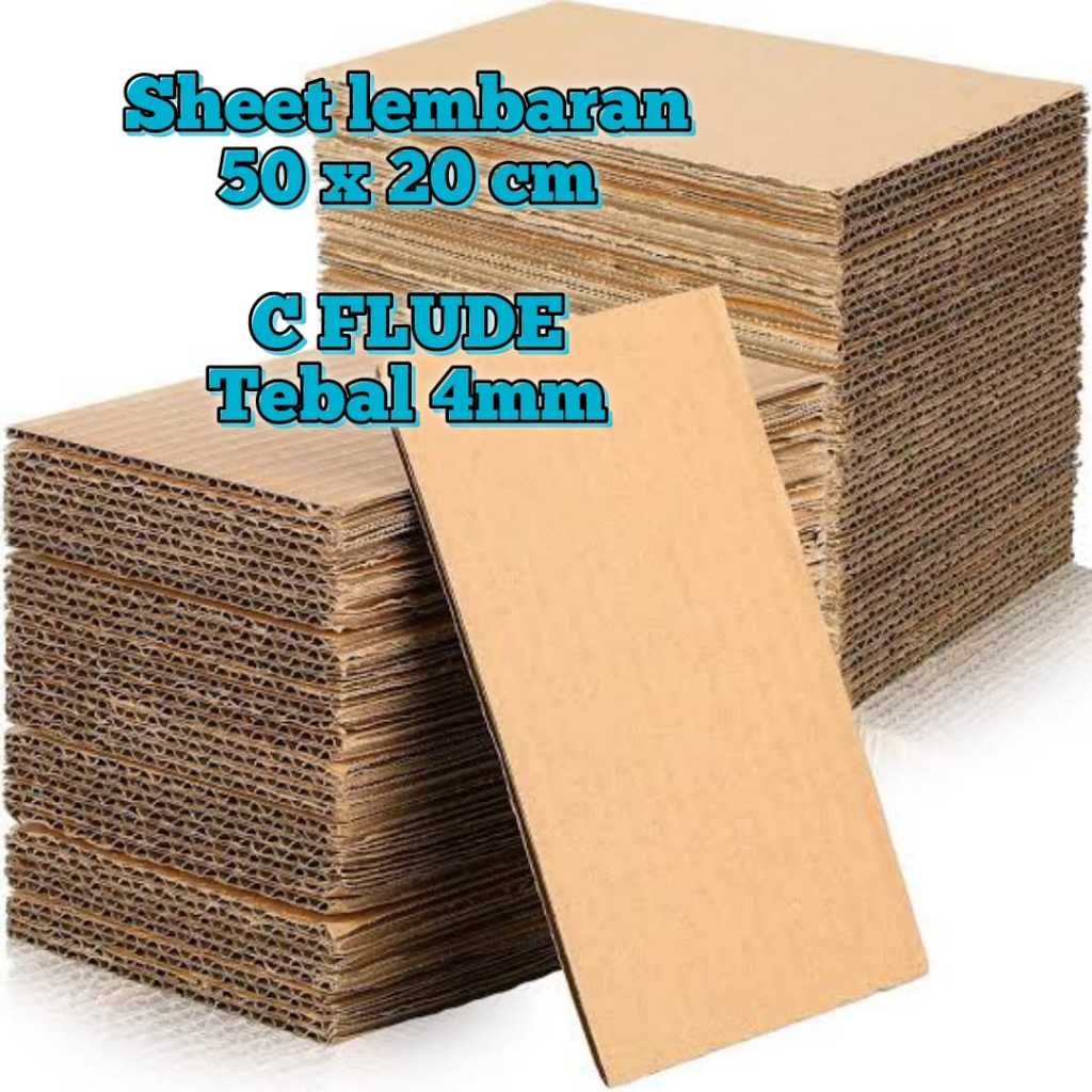 

KARDUS SHEET LEMBARAN 50 X 20 CM POLOS TEBAL 4MM C-FLUDE 20X50 CM / 50X20 CM