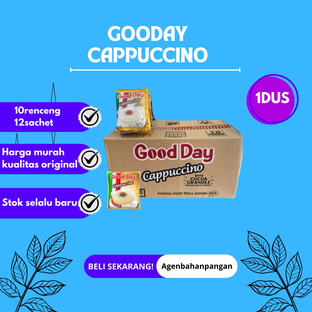 

Gooday cappuccino 1dus (1dus 12renceng,1renceng 10sachet) TERMURAH!
