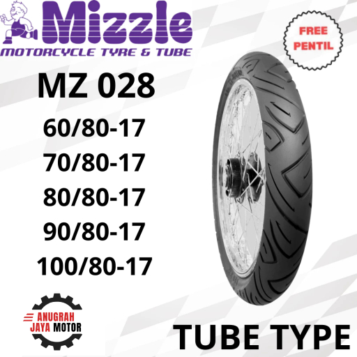 Ban Motor MIZZLE MZ 028 70/80 80/80 90/80 100/80 Ring 17 Tubetype (pakai ban dalam) Ban Motor Ring 1
