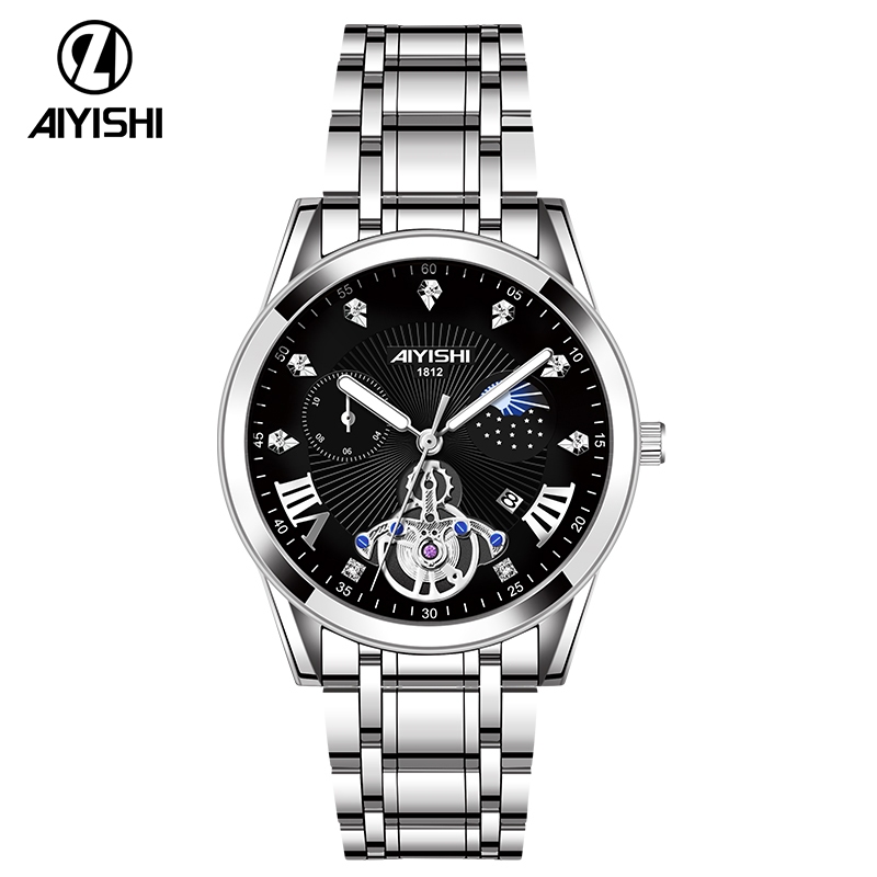 AIYISHI Wear resistant stainless steel waterproof luminous date display fully automatic movement men
