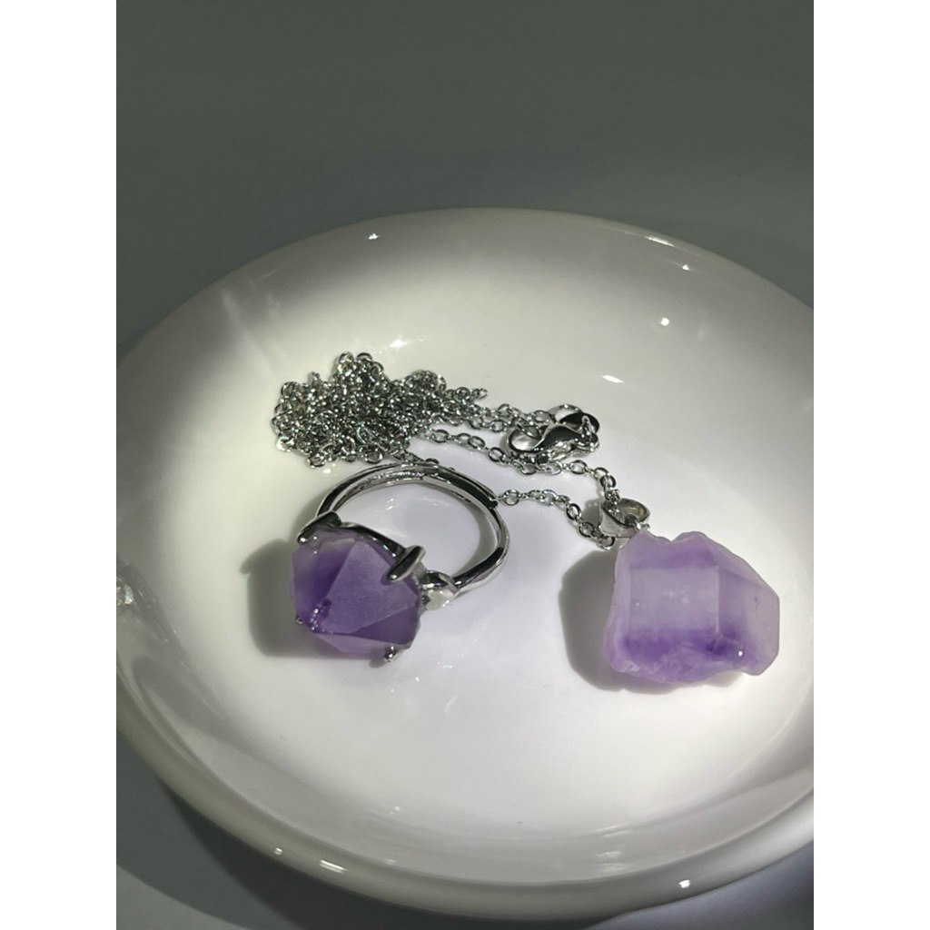 Liontin kalung cincin amethyst